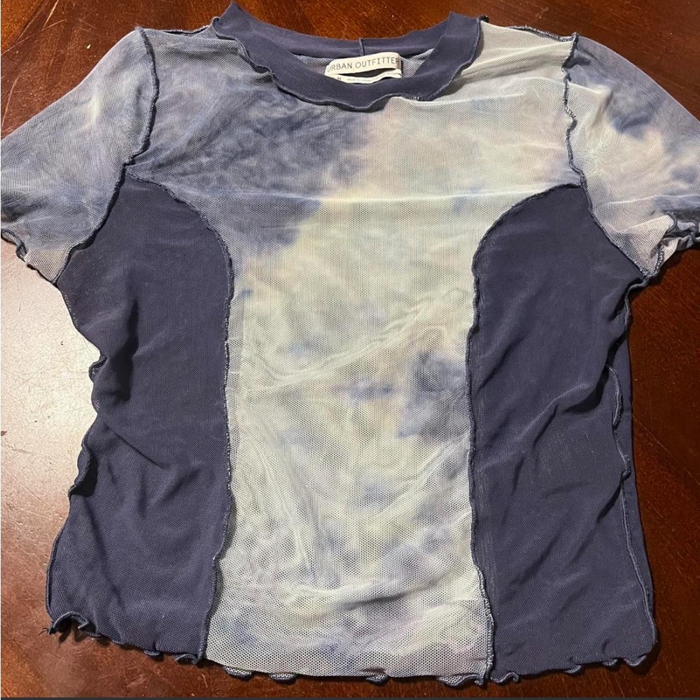 Urban Outfitters blue and white mesh crop top Size M